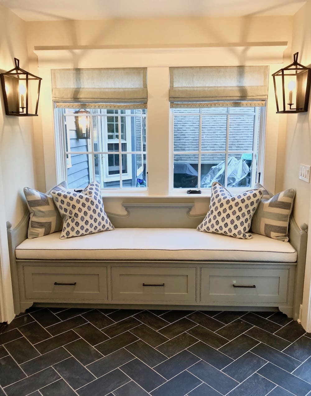 Built-In Storage Bench in sunroom