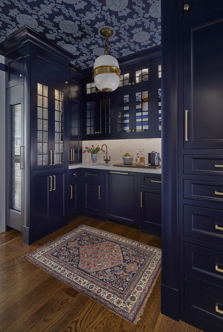 Butlers Pantry Wet Bar Dark Blue Cabinetry